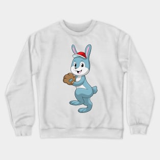 Bunny at Baseball with Baseball glove Crewneck Sweatshirt